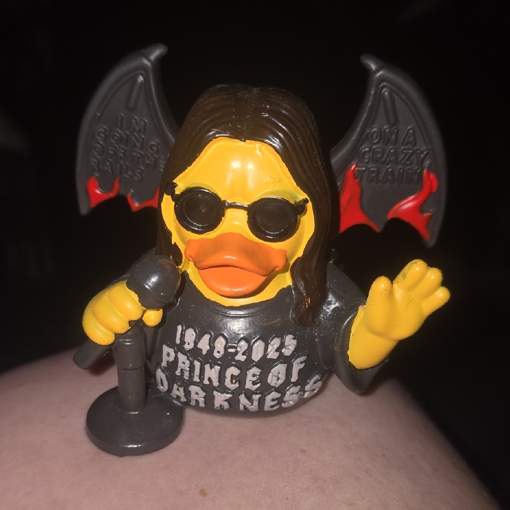 Yellow and Black OZZY Duck Figurine